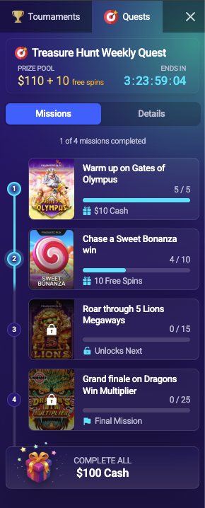 Widget Quests tab